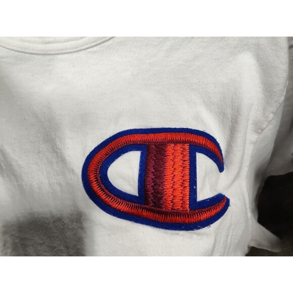 Vintage Champion Stitched T-Shirt White Adult Medium Embroidered Logo Fast Ship - Picture 5 of 12